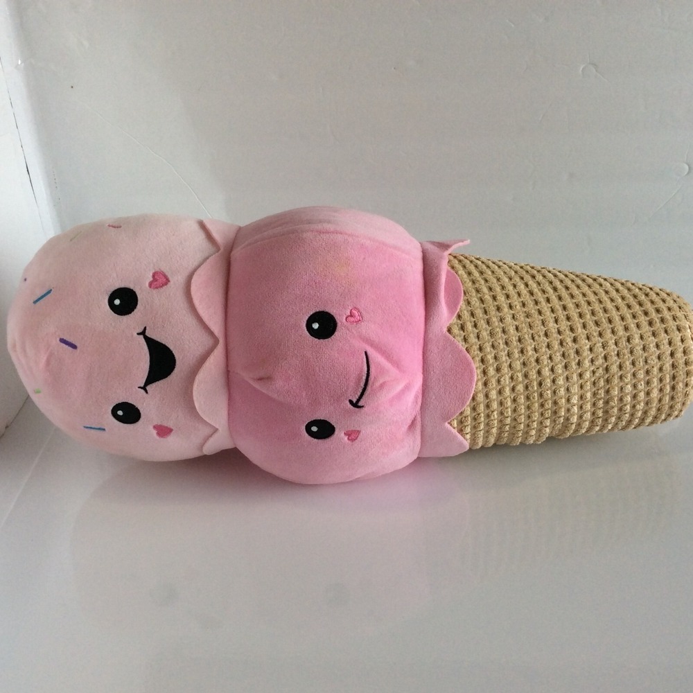 Hugme Plush Ice Cream Waffle Cone 19" Plush Stuffed Animal Toy Double Scoop
